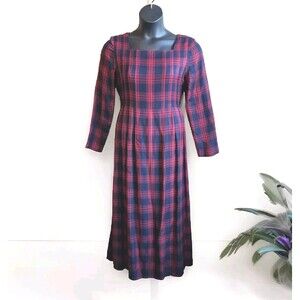 vintage sarah elizabeth dress Size 8 Plaid Square Neck Maxi Long Sleeve,...